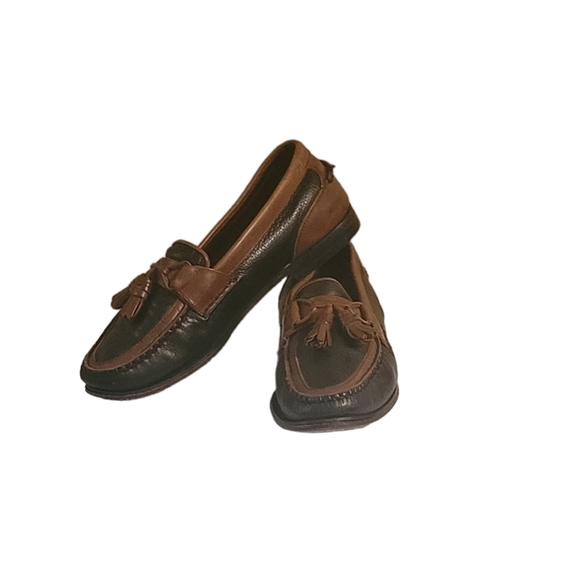 Men Vintage Leather Black And Brown Tassel Loafers By Florsheim Size 9D - Picture 8 of 11